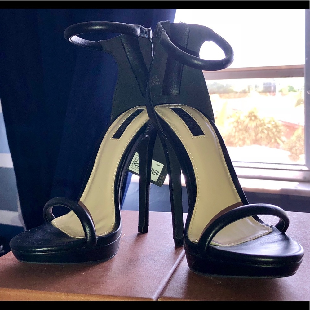 Black Faux Leather Platform Forever 21 Heels